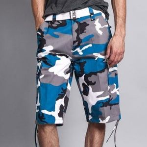 New, Never Been Used Men's Blue Camo Shorts